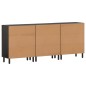 vidaXL Beistellschränke 3 Stk. Schwarz 60x33x75 cm Massivholz Mango vidaXL Beistellschränke 3 Stk. Schwarz 60x33x75 cm Massivholz Mango