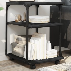 vidaXL Druckerständer 3 Ablagen Schwarz 43x48x64 cm Holzwerkstoff
