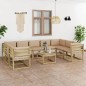 10-tlg. Garten-Lounge-Set mit Kissen Imprägniertes Kiefernholz 10-tlg. Garten-Lounge-Set mit Kissen Imprägniertes Kiefernholz