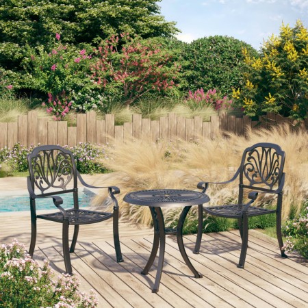 vidaXL 3-tlg. Bistro-Set Aluminiumguss Schwarz