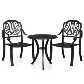 vidaXL 3-tlg. Bistro-Set Aluminiumguss Schwarz