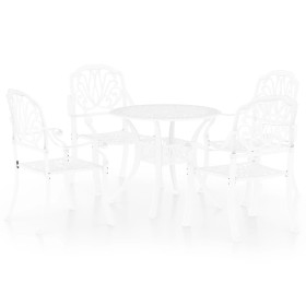 vidaXL 5-tlg. Bistro-Set Aluminiumguss Weiß
