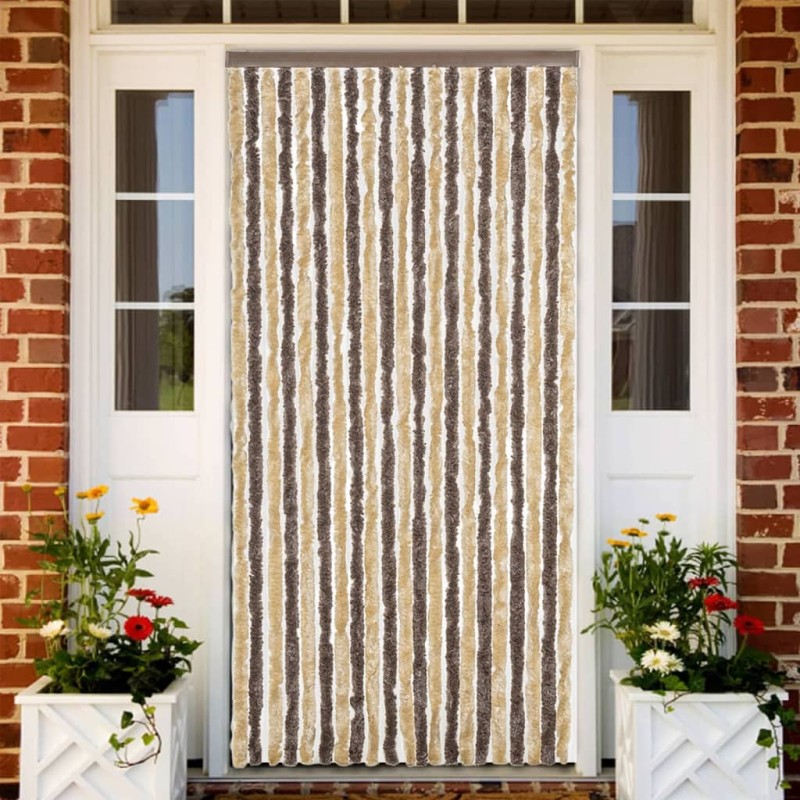vidaXL Fliegenvorhang Dunkelbraun und Beige 90x220 cm Chenille vidaXL Fliegenvorhang Dunkelbraun und Beige 90x220 cm Chenille