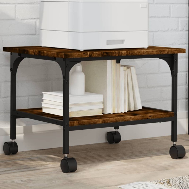 vidaXL Druckerständer 2 Ablagen Räuchereiche 50x40x38 cm Holzwerkstoff vidaXL Druckerständer 2 Ablagen Räuchereiche 50x40x38 cm Holzwerkstoff