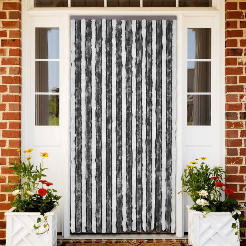 vidaXL Fliegenvorhang Grau und Weiß 100x230 cm Chenille vidaXL Fliegenvorhang Grau und Weiß 100x230 cm Chenille