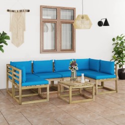 7-tlg. Garten-Lounge-Set mit Kissen Imprägniertes Kiefernholz