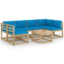 7-tlg. Garten-Lounge-Set mit Kissen Imprägniertes Kiefernholz