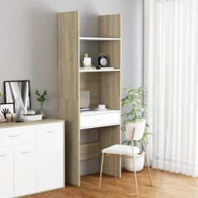vidaXL Bücherregal Weiß und Sonoma-Eiche 60x35x180 cm Holzwerkstoff