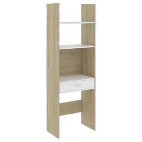 vidaXL Bücherregal Weiß und Sonoma-Eiche 60x35x180 cm Holzwerkstoff