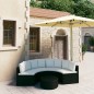 5-tlg. Garten-Sofagarnitur mit Auflagen Poly Rattan Schwarz 5-tlg. Garten-Sofagarnitur mit Auflagen Poly Rattan Schwarz