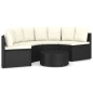 5-tlg. Garten-Sofagarnitur mit Auflagen Poly Rattan Schwarz 5-tlg. Garten-Sofagarnitur mit Auflagen Poly Rattan Schwarz