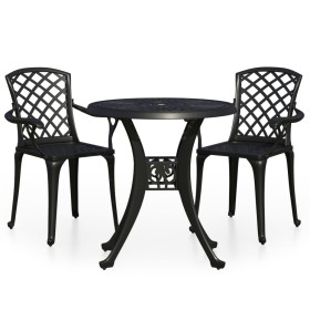 vidaXL 3-tlg. Bistro-Set Aluminiumguss Schwarz