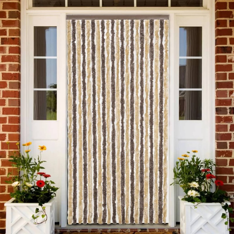 vidaXL Fliegenvorhang Dunkelbraun und Beige 100x230 cm Chenille vidaXL Fliegenvorhang Dunkelbraun und Beige 100x230 cm Chenille