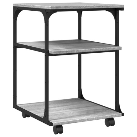 vidaXL Druckerständer 3 Ablagen Grau Sonoma 43x48x64 cm Holzwerkstoff