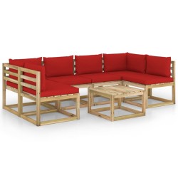 7-tlg. Garten-Lounge-Set mit Kissen Imprägniertes Kiefernholz
