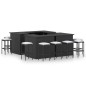 16-tlg. Gartenbar-Set mit Kissen Poly Rattan Schwarz 16-tlg. Gartenbar-Set mit Kissen Poly Rattan Schwarz