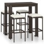 5-tlg. Gartenbar-Set mit Kissen Poly Rattan Braun 5-tlg. Gartenbar-Set mit Kissen Poly Rattan Braun