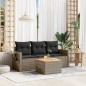 vidaXL 4-tlg. Garten-Sofagarnitur mit Kissen Grau Poly Rattan vidaXL 4-tlg. Garten-Sofagarnitur mit Kissen Grau Poly Rattan