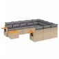 vidaXL 11-tlg. Garten-Sofagarnitur mit Kissen Beige Poly Rattan vidaXL 11-tlg. Garten-Sofagarnitur mit Kissen Beige Poly Rattan