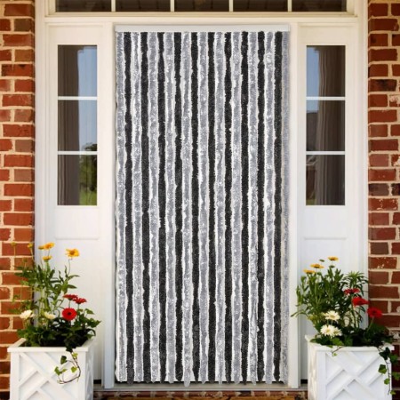 vidaXL Fliegenvorhang Grau und Schwarz 100x220 cm Chenille