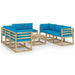 9-tlg. Garten-Lounge-Set mit Kissen Imprägniertes Kiefernholz