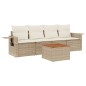 vidaXL 5-tlg. Garten-Sofagarnitur mit Kissen Beige Poly Rattan vidaXL 5-tlg. Garten-Sofagarnitur mit Kissen Beige Poly Rattan