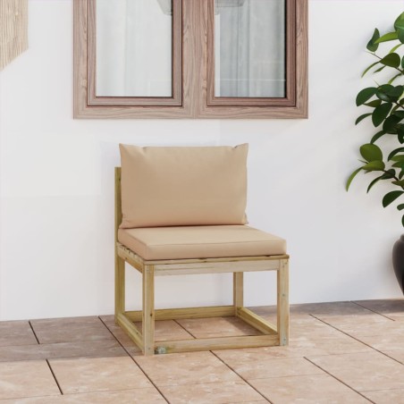 Garten-Mittelsofa mit Kissen Grün Imprägniertes Kiefernholz
