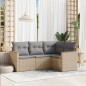 vidaXL 4-tlg. Garten-Sofagarnitur mit Kissen Beige Poly Rattan vidaXL 4-tlg. Garten-Sofagarnitur mit Kissen Beige Poly Rattan