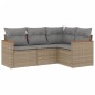 vidaXL 4-tlg. Garten-Sofagarnitur mit Kissen Beige Poly Rattan vidaXL 4-tlg. Garten-Sofagarnitur mit Kissen Beige Poly Rattan