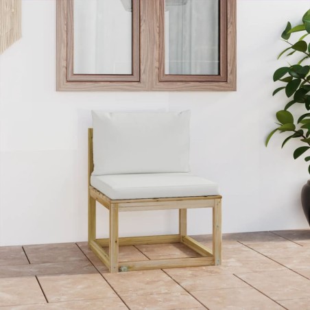 vidaXL Garten-Mittelsofa mit Kissen Grün Imprägniertes Kiefernholz