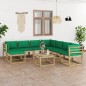 9-tlg. Garten-Lounge-Set mit Kissen Imprägniertes Kiefernholz 9-tlg. Garten-Lounge-Set mit Kissen Imprägniertes Kiefernholz