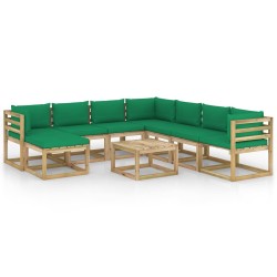 9-tlg. Garten-Lounge-Set mit Kissen Imprägniertes Kiefernholz
