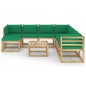 9-tlg. Garten-Lounge-Set mit Kissen Imprägniertes Kiefernholz 9-tlg. Garten-Lounge-Set mit Kissen Imprägniertes Kiefernholz