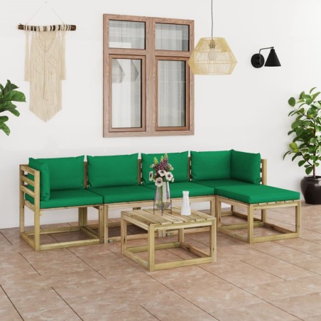 vidaXL 6-tlg. Garten-Lounge-Set mit Kissen Kiefernholz Imprägniert