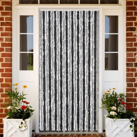 vidaXL Fliegenvorhang Grau und Schwarz 56x185 cm Chenille