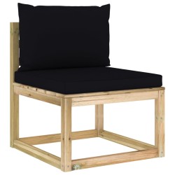 vidaXL Garten-Mittelsofa mit Kissen Grün Imprägniertes Kiefernholz