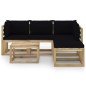 vidaXL 6-tlg. Garten-Lounge-Set mit Schwarzen Kissen vidaXL 6-tlg. Garten-Lounge-Set mit Schwarzen Kissen