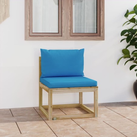 Garten-Mittelsofa mit Kissen Grün Imprägniertes Kiefernholz