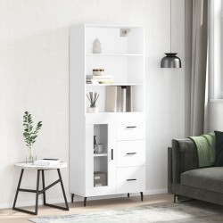 Highboard Hochglanz-Weiß 69,5x34x180 cm Holzwerkstoff