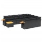 vidaXL 11-tlg. Garten-Sofagarnitur mit Kissen Schwarz Poly Rattan vidaXL 11-tlg. Garten-Sofagarnitur mit Kissen Schwarz Poly Rattan