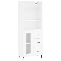 Highboard Hochglanz-Weiß 69,5x34x180 cm Holzwerkstoff