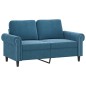 vidaXL 3-tlg. Sofagarnitur mit Kissen Blau Samt vidaXL 3-tlg. Sofagarnitur mit Kissen Blau Samt