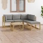 6-tlg. Garten-Lounge-Set mit Grauen Kissen 6-tlg. Garten-Lounge-Set mit Grauen Kissen