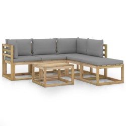 6-tlg. Garten-Lounge-Set mit Grauen Kissen