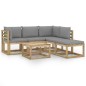 6-tlg. Garten-Lounge-Set mit Grauen Kissen 6-tlg. Garten-Lounge-Set mit Grauen Kissen