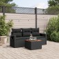 vidaXL 4-tlg. Garten-Sofagarnitur mit Kissen Schwarz Poly Rattan vidaXL 4-tlg. Garten-Sofagarnitur mit Kissen Schwarz Poly Rattan