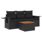 vidaXL 4-tlg. Garten-Sofagarnitur mit Kissen Schwarz Poly Rattan vidaXL 4-tlg. Garten-Sofagarnitur mit Kissen Schwarz Poly Rattan
