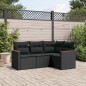 vidaXL 4-tlg. Garten-Sofagarnitur mit Kissen Schwarz Poly Rattan vidaXL 4-tlg. Garten-Sofagarnitur mit Kissen Schwarz Poly Rattan