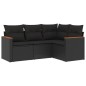 vidaXL 4-tlg. Garten-Sofagarnitur mit Kissen Schwarz Poly Rattan vidaXL 4-tlg. Garten-Sofagarnitur mit Kissen Schwarz Poly Rattan
