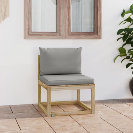 Garten-Mittelsofa mit Kissen Grün Imprägniertes Kiefernholz